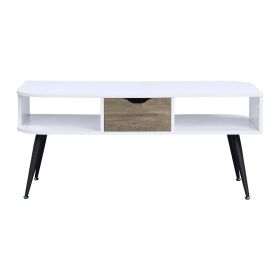 Rectangular Coffee Table with 1 Storage Drawer, White and Black