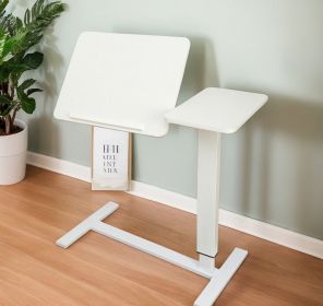 Overbed Bedside Desk Mobile Rolling Laptop Stand Tilting Overbed Table with Wheels Height Adjustable Tray Table for Laptop Bed Sofa Side Table
