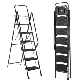 Folding step stool with bandwidth anti slip pedals and tool trays, lightweight and portable steel step stool, perfect for kitchen and home