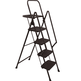 4 Step Ladder, Folding Step Stool with Non-Slip Wide Pedals, Soft Handle, Non-Slip Feet, Sturdy Steel Construction, 440 lb Capacity Steel Ladder