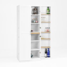 Kitchen Pantry Cabinet White Storage Cabinet Food Pantry with Doors and Adjustable Shelves Freestanding Buffet Cupboards Sideboard for Kitchen