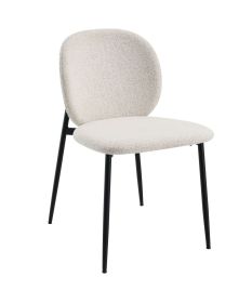 Klaus White Boucle & Black Finish Side Chair (Set of 2)