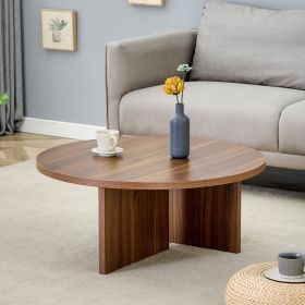 Versatile Walnut-Finished MDF Round Coffee Table for Diverse Interior Styles, Blending Modern Minimalism with Nordic Elegance