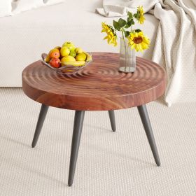 Modern Round Coffee Table - Annular Texture, Durable and Robust With a Diameter of 23.6 inches.Exquisite Suction Molding Process