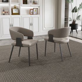 Dining Chairs Set of 2, Modern PU Leather Kitchen Chairs with Metal Legs - Ergonomic Armrests, Comfortable Sponge Cushion