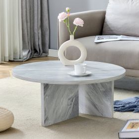A Multi-style Decor Friendly MDF White Round Coffee Table, Featuring Modern Minimalism and Nordic Flair, with Dimensions of 31.5*31.5*13.98 Inche