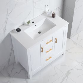 36"White Bathroom Vanity with Single Sink, Combo Cabinet Undermount Sink, Bathroom Storage Cabinet with 2 Doors and 2 Drawer, Soft Closing