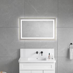 40 x 24 Inch LED Bathroom Mirror with Front and Backlight, Wall Mounted Vanity Mirror with Aluminum Frame, Anti-Fog, Memory, 3 Colors