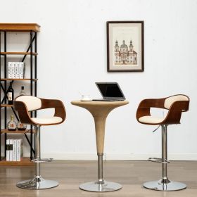 Bar Stools 2 pcs Cream Bent Wood and Faux Leather