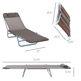 Folding Chaise Lounge Chair, Pool Sun Tanning Chair, Outdoor Lounge Chair with 5-Position Reclining Back Brown