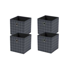 Collapsible Fabric Cube Storage Bin, Gray Windowpane, 10.5 in x 10.5 in x 10.75 in 8 Pack