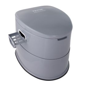 VEVOR Portable Toilet For Camping, Porta Potty With 1.3 Gal Detachable Inner Bucket & Removable Paper Holder, Commode With Dual Lids, Travel Toil (Color: grey)