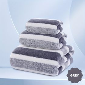 3 Piece Towel And Bath Towel Set, Super Soft Absorbent Bath Towel For Home And Hotel Shower Towel Bath Towel, New (Color: grey)