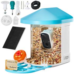 VEVOR Smart Bird Feeder With Camera 2K HD AI Identify Bird Species Auto Capture (Option: Blue White)