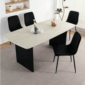 Set Of 4 Kitchen Chairs (Color: black)