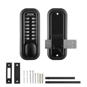 VEVOR Mechanical Keyless Entry Door Lock, 14 Digit Keypad, Outdoor Gate Door Locks Set With Surface-mounted Latch, Water-proof Zinc Alloy, Keypad (Color: black)