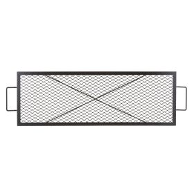 VEVOR X-Marks Fire Pit Grill Grate, Rectangle Cooking Grate, Heavy Duty Steel Campfire BBQ Grill Grid With Handle & Support X Wire, Portable Camp (Color: black)