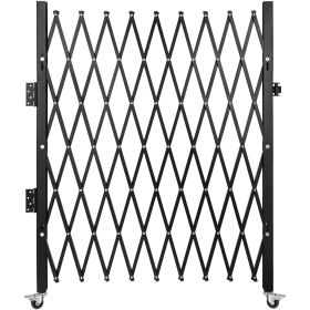 VEVOR Single Folding Security Gate,85 X 85 Inch Folding Door Gate, Steel Accordion Security Gate, Flexible Expanding Security Gate, 360 Rolling B (Color: black)