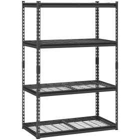 Storage Shelves 4 Tier Adjustable Heavy Duty Garage Shelving Units 2400 Lbs (Color: black)