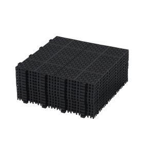 Waterproof Outdoor All-weather Anti Slip Bathroom Black Interlocking Deck (Color: black)