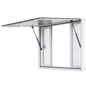 VEVOR Concession Window, Aluminum Alloy Food Truck Service Window With 4 Horizontal Sliding Windows & Awning Door & Drag Hook, Up To 85 Degrees S (Option: 1248x943x110mm)