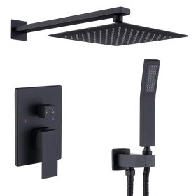 Shower System Shower Faucet Combo Set Wall Mounted With 10  Rainfall Shower Head And Handheld Shower Faucet  Matte Black Finish With Brass Valve (Color: black)