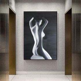 Handpainted large Sexy Naked Back Wall Art Sexy Girl woman Modern Abstract Nude Oil Painting on Canvas Home Entryway Living Room Bedroom Luxuriou (Style: 03, size: 90x120cm)