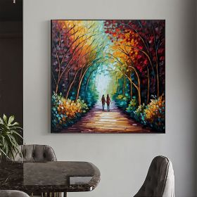 Hand Painted Oil Painting Abstract Original Romantic Cityscape Oil Painting On Canvas Large Wall Art Colorful Tree Painting Custom Painting Livin (Style: 01, size: 60x60cm)