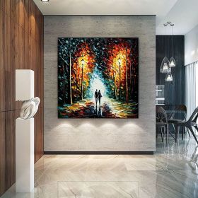 Hand Painted Oil Painting Original Romantic Cityscape Oil Painting On Canvas Large Wall Art Abstract Colorful Forest Painting Custom Tree Paintin (Style: 01, size: 100x100cm)