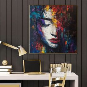 Original Figure Abstract Painting on Canvas Large Woman Wall Art  Modern Portrait Figure Painting Woman Face Wall Art Living Room Decor (Style: 01, size: 160x160cm)