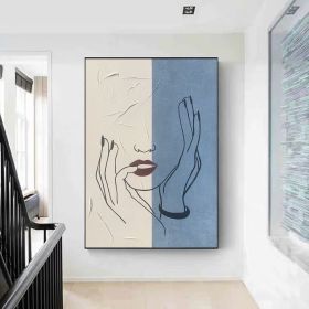 Handmade Oil Painting Large Figure Abstract Painting On Canvas Texture Wall Art Modern Minimalist Painting Line Art Entrance Wall Decor For Livin (Style: 01, size: 60x90cm)