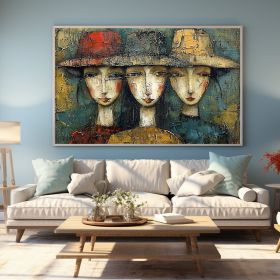Hand Painted Abstract Cartoon Characters Oil Painting On Canvas Original Portraits Wall Art Colorful Figure Painting Large Living Room Wall Art D (Style: 01, size: 210x140cm)