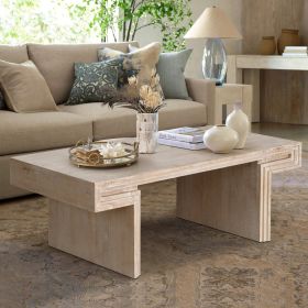 American Vintage Industrial Coffee Table, Premium Reclaimed Wood Texture Rectangular Design, Double-Tier Structure with Rustic Finish (Color: as Pic)