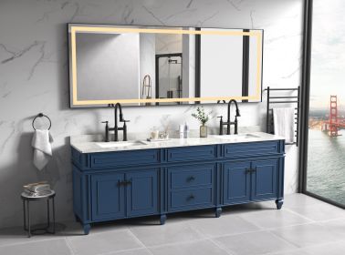118 x 36 Inch LED Bathroom Mirror with Aluminum Frame, Wall Mounted Vanity Mirror, Anti-Fog, Memory, 3 Colors, Stepless Dimmable (Color: as Pic)
