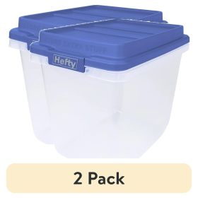 (2 pack) 32 Qt. Clear Storage Bin with Blue HI-RISE Lid (Pack Size: 2 Pack)