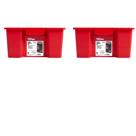 (2 pack) Garage Storage Bin Small Plastic Nesting/Stacking, Red (Pack Size: 2 Pack)