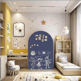 Magnetic Adsorption 118 * 90cm Arch Blackboard Wall Stickers Home Creative Decoration Warm Message Board Graffiti World Space Renovation (Color: Daihui 118x90cm)