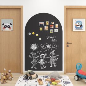 Magnetic Adsorption 118 * 90cm Arch Blackboard Wall Stickers Home Creative Decoration Warm Message Board Graffiti World Space Renovation (Color: Black 118x90cm)