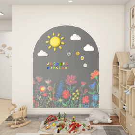 Magnetic Adsorption 118 * 90cm Arch Blackboard Wall Stickers Home Creative Decoration Warm Message Board Graffiti World Space Renovation (Color: Rock lime 118x90cm)