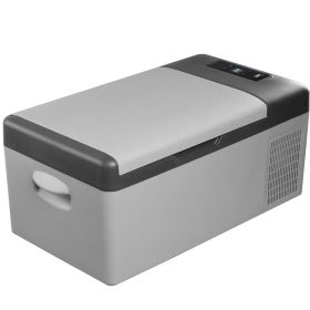 VEVOR 12 Volt Refrigerator 16 Qt, Portable Mini Car Fridge  Cooling Range & App Contro DC & 110-240V AC Electric Compressor Cooler For Truck Vehi (Color: grey)