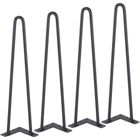 VEVOR Hairpin Furniture Legs, Metal Home DIY Projects For Nightstand, Coffee Table, Desk, 500lbs Load Capacity With Rubber Floor Protectors, Meta (Option: 4PCS Black)