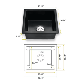 Table Sink With Basket Filter (Color: black)